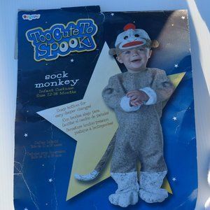 Too Cute to Spook 12 to 18 months Sock Monkey Costume